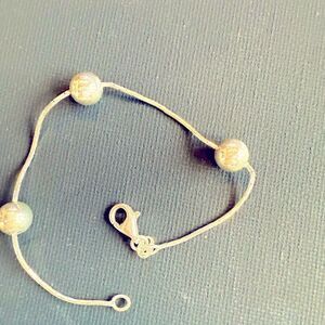Vintage Italy 925 Sterling Silver Station Bead‎ bracelet  Classic 7 inch